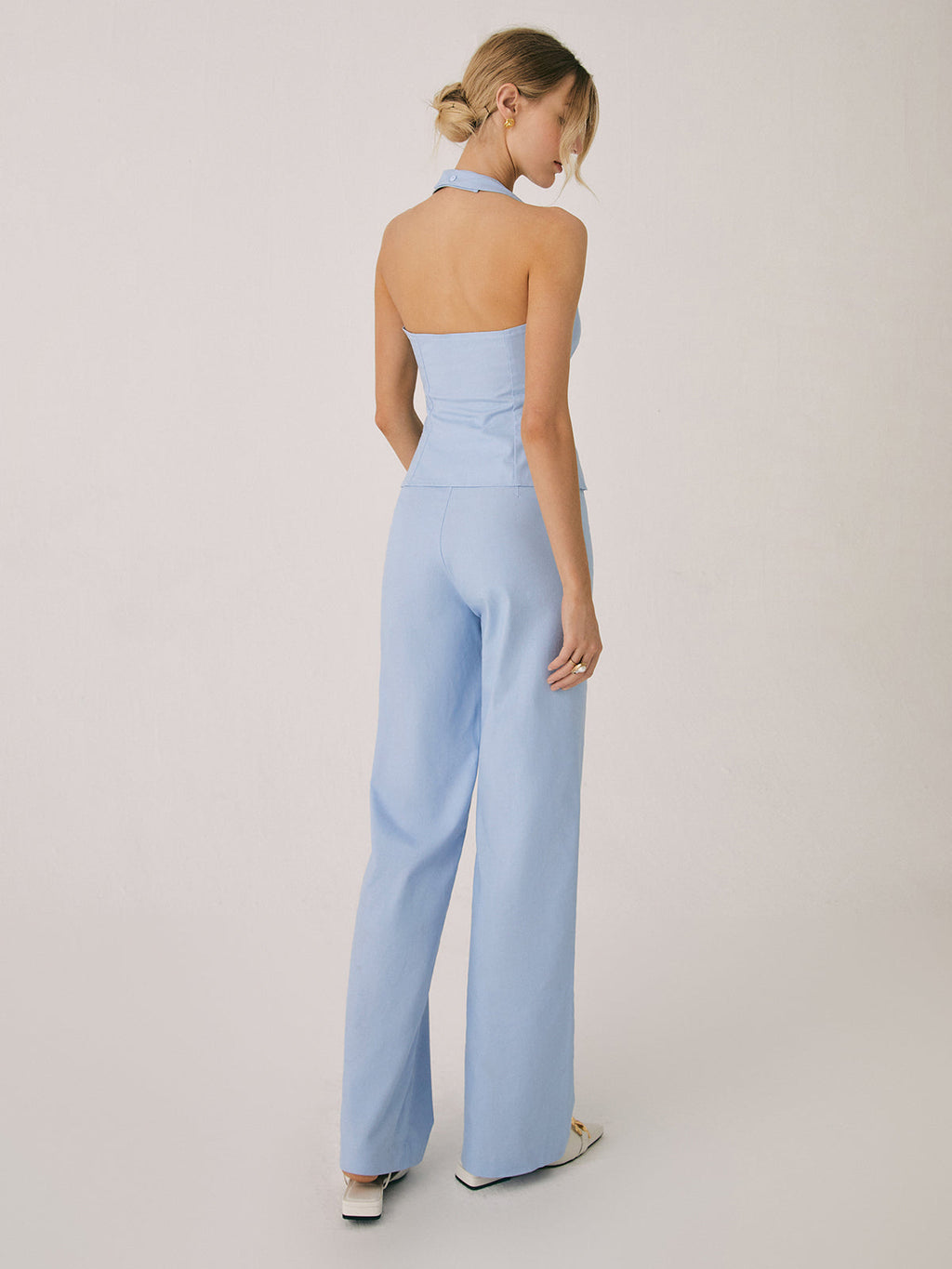 Cotton & Linen Cardigan with Straight-Leg Pants