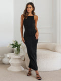 Solid-Color Backless Maxi Dress