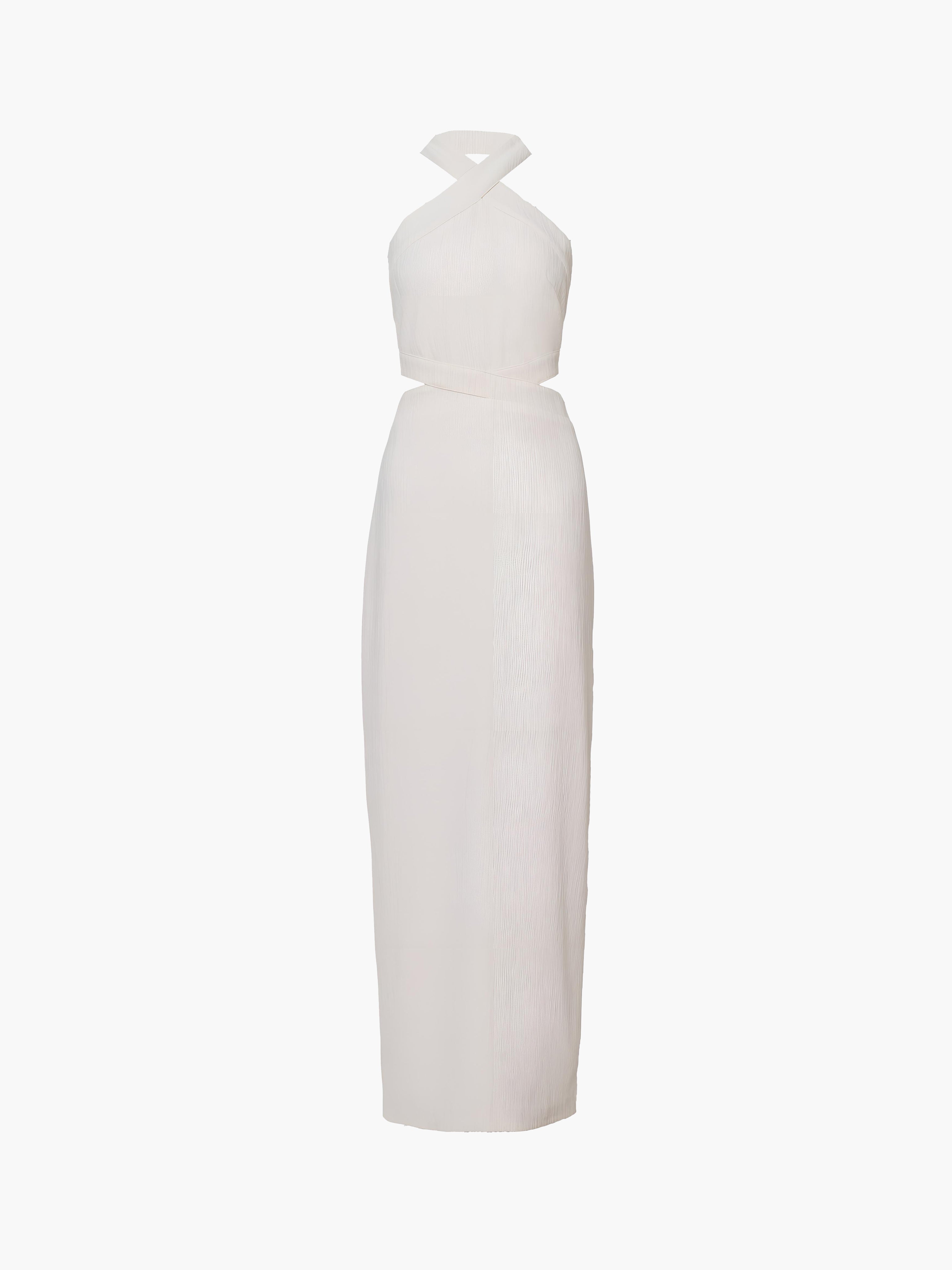 Crisscross-Cut Halter Split Knit Maxi Dress
